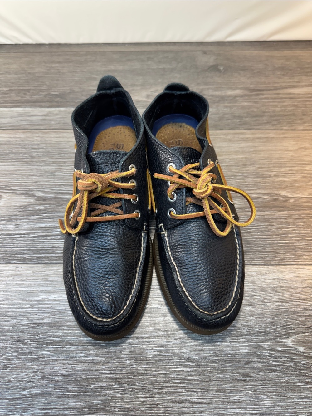 Sperry Black Leather Boat Shoes men’s size 8 (j294)